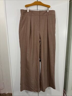 Worthington L NEW Wide Leg Brown Pleated Women's Pants High Waist
